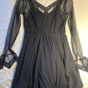 Vintage Free People Black Lace Dress